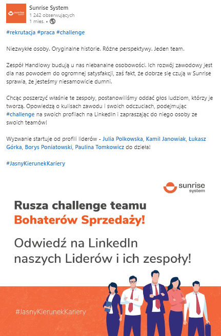 Źródło: profil Sunrise System na LinkedIn Źródło: profil Sunrise System na LinkedIn